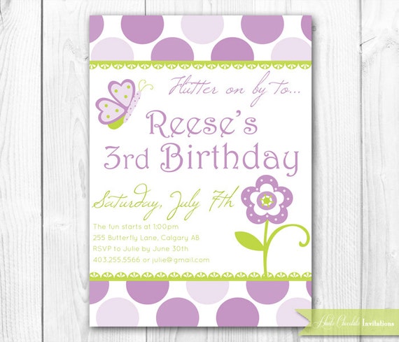 Purple Butterfly Birthday Invitations 10