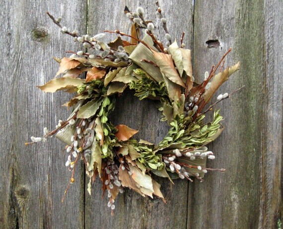 Spring Pussy Willow Wreath - Spring Dream - Pussy Willow & Bay Laurel