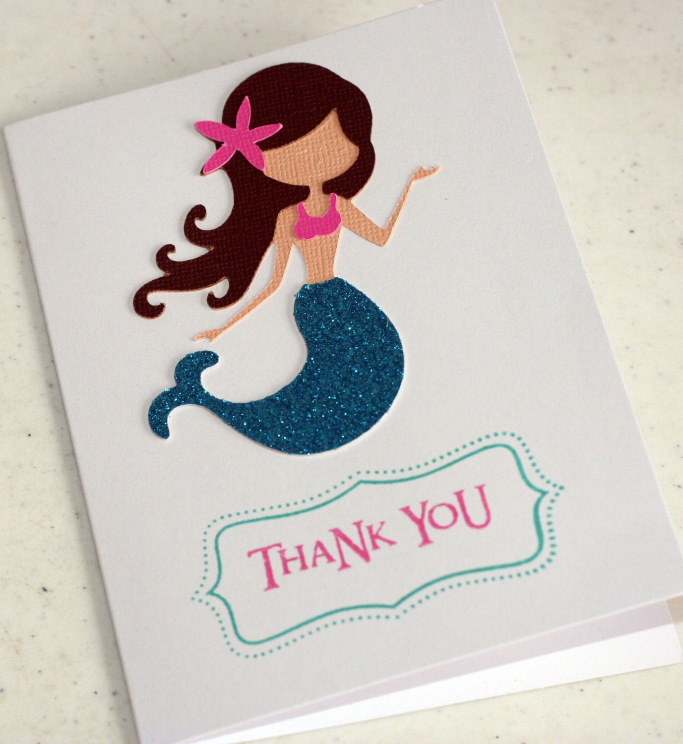 20 Glitter Mermaid Thank You Notes Mermaid Birthday Mermaid