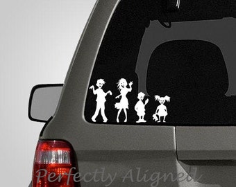 Zombie Family of 4 Vinyl Car Decal - Family Decal - Stick Figure Family - Car decal