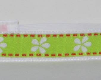 CLEARANCE Non Slip Headband | Sale Headband | Fitness Headband | Workout Headband ~ Jacquard White Petals on Lime