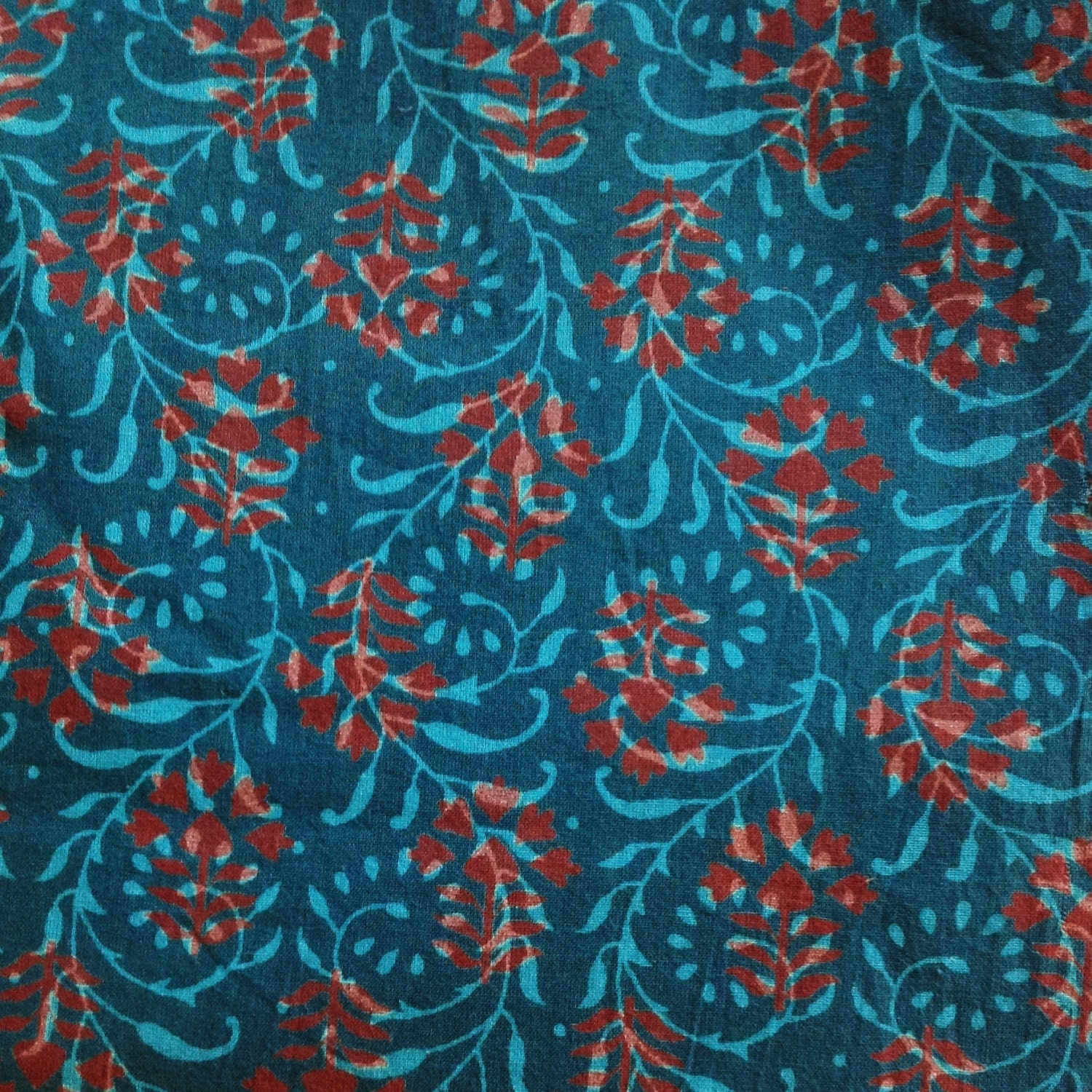 Indian Cotton Fabric Indian Block Print Fabric In Teal And 8255