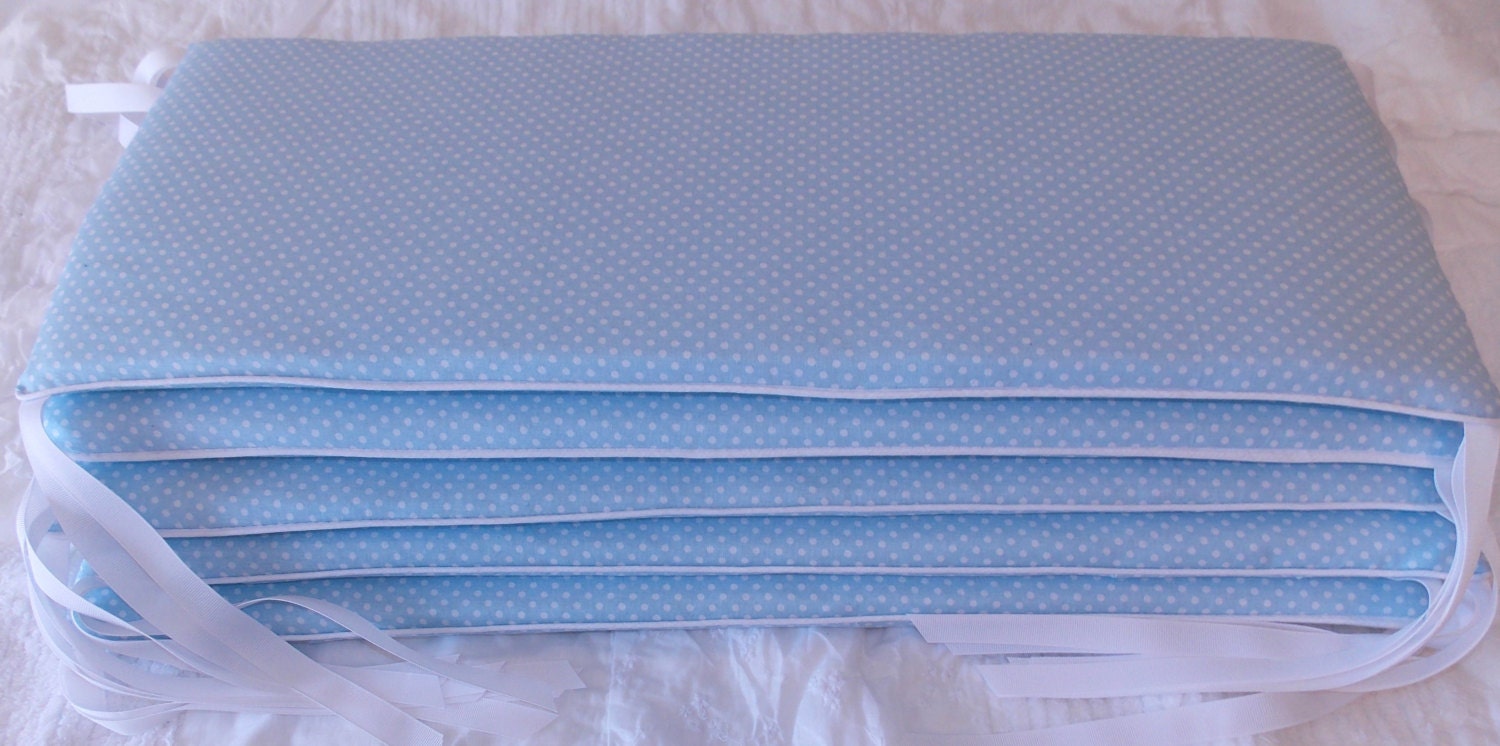 Baby Boy Blue Crib Bumper Pad Set by KeriQuilts on Etsy