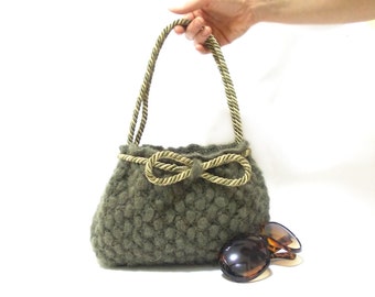 Mini bag, Crochet tote bag, Purse, Green, Free Shipping Ready to ship, Handmade crochet handbag, Unique handbag, Useful bag, Pouch, Feminine