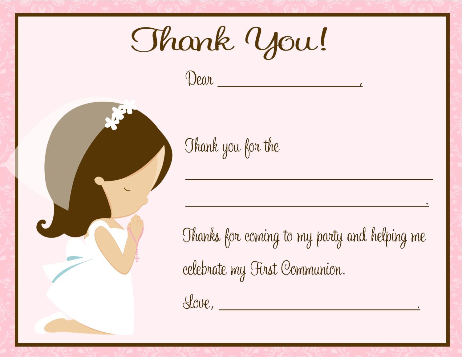 Thank You Card First Communion