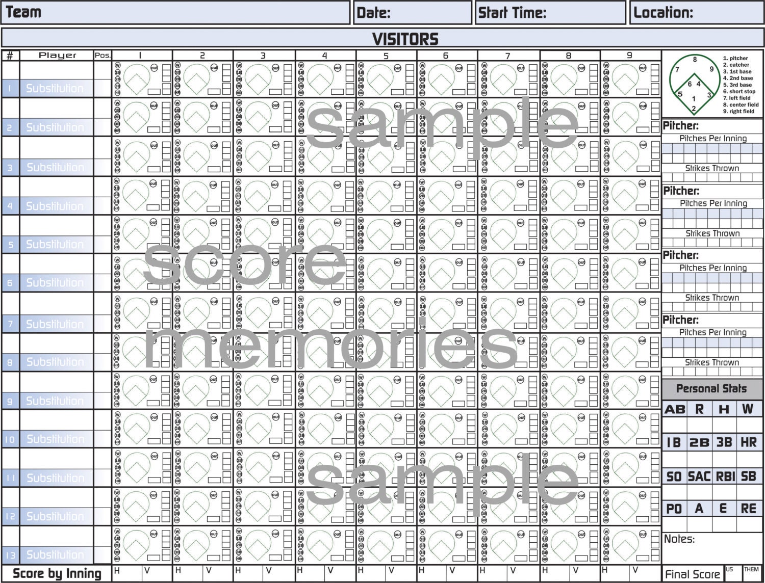 IMPRIMABLE de Baseball ou Softball feuilles de pointage