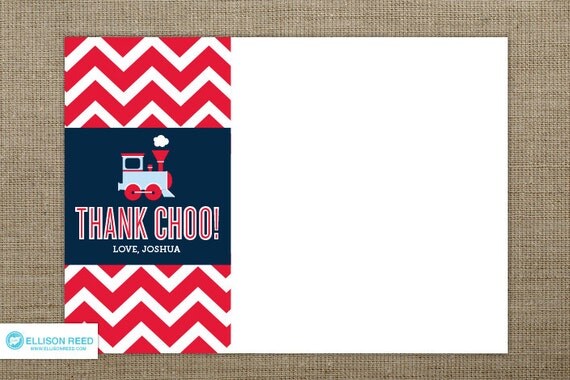 Train Thank You Note - Train Birthday - Train Printable - Chevron - Boy Birthday - Chevron Printable - First Birthday - 2nd birthday Il_570xn