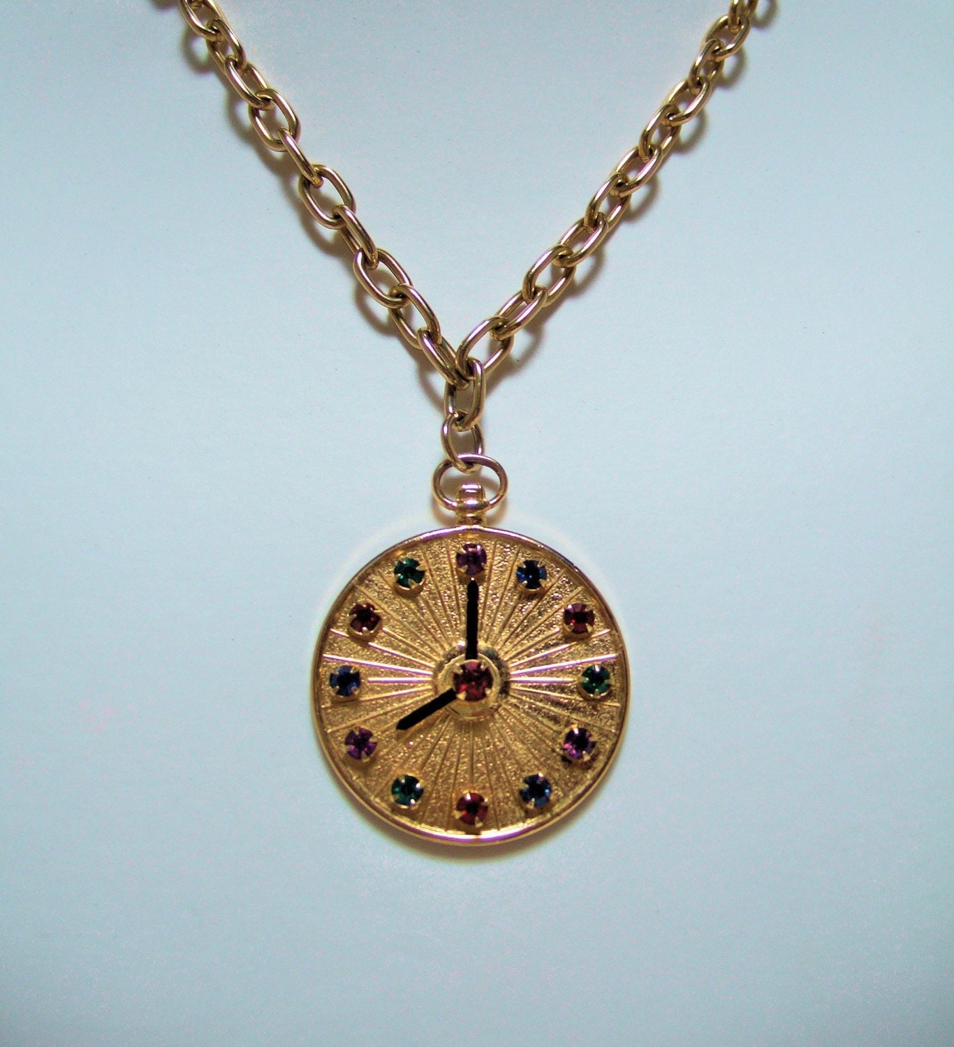 Designer Vintage Emmons Clock Pendant Necklace by JewelrybyIshi