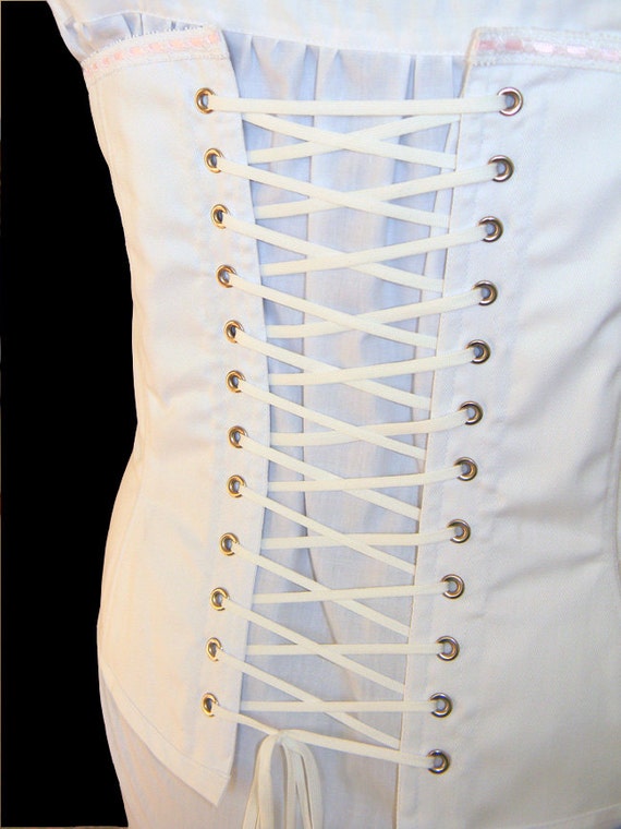 1800’s Civil War Victorian White Corset Steel Boning