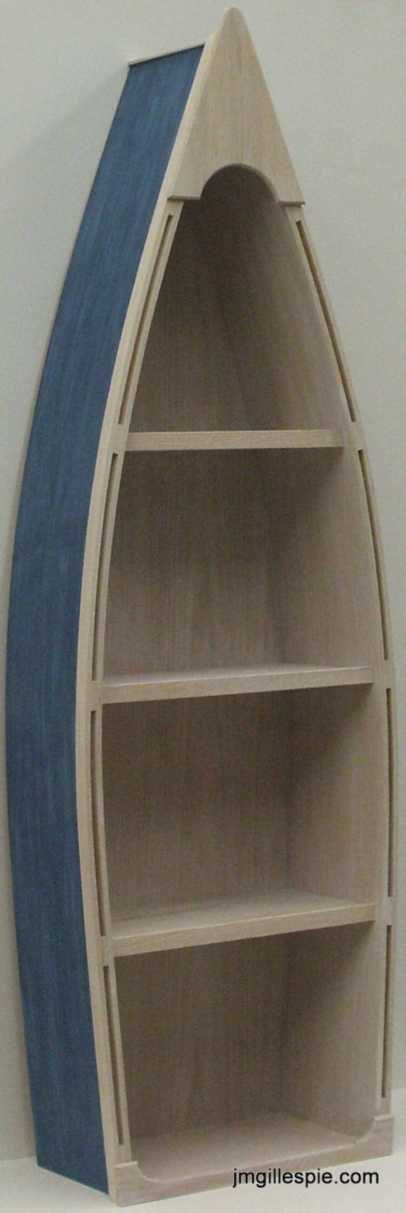 5 foot blue row boat bookshelf bookcase shelves by