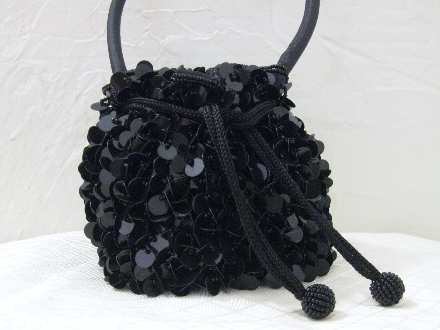 black sequin shoulder bag