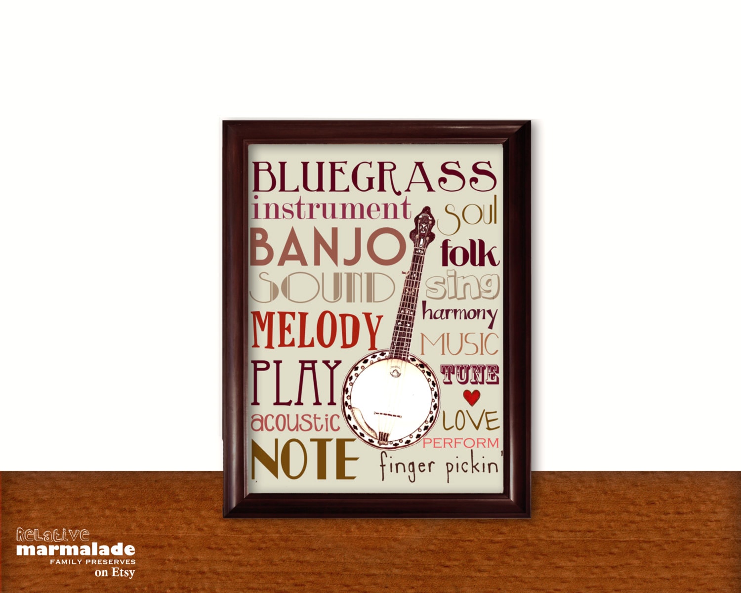 11X14 Banjo with Words Print by on Etsy