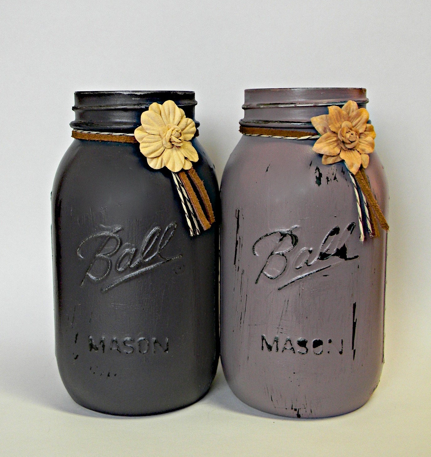 Summer Plums Hand Painted Mason Jars