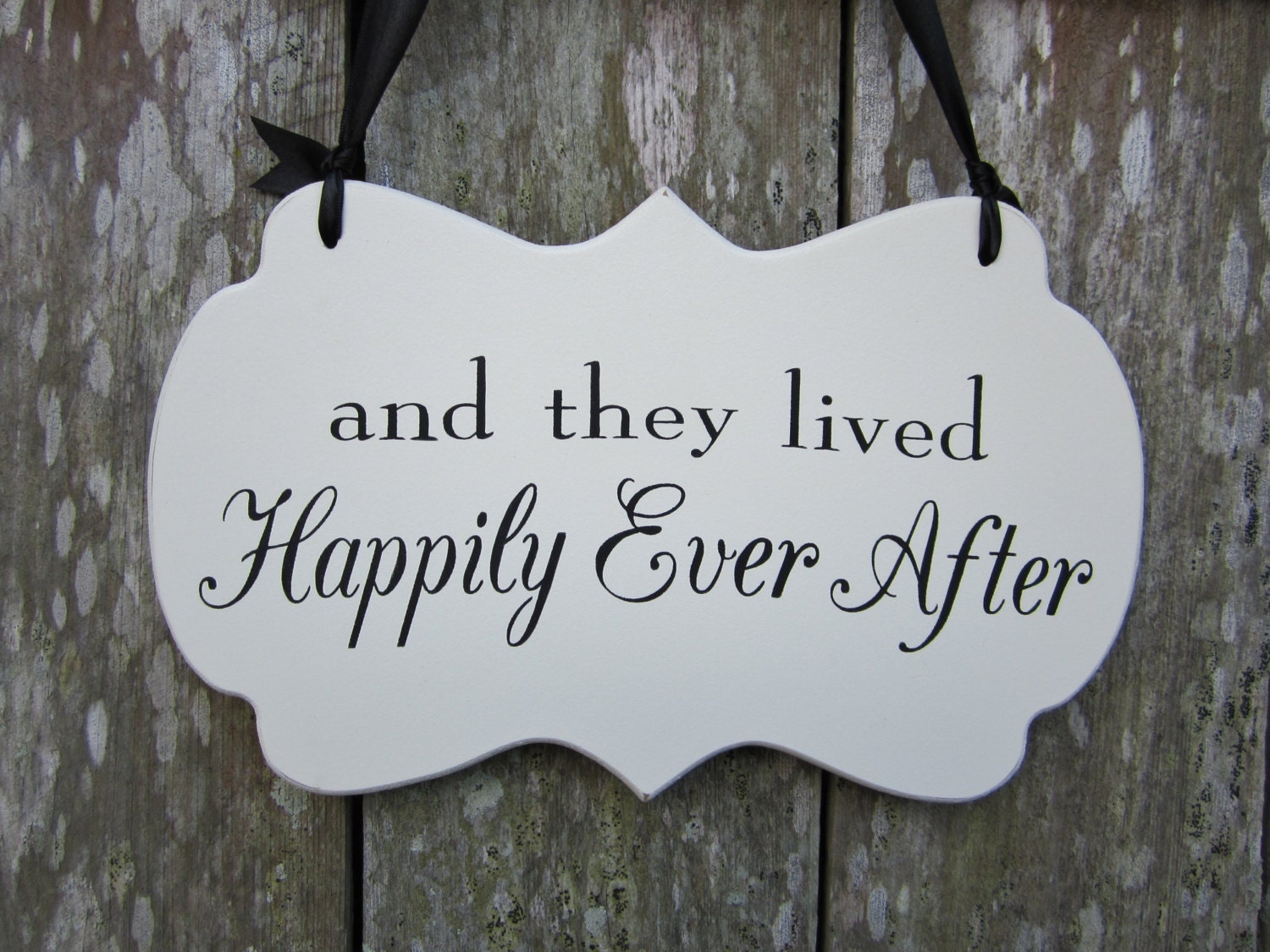 and they lived Happily Ever After Wedding Sign Hand Painted