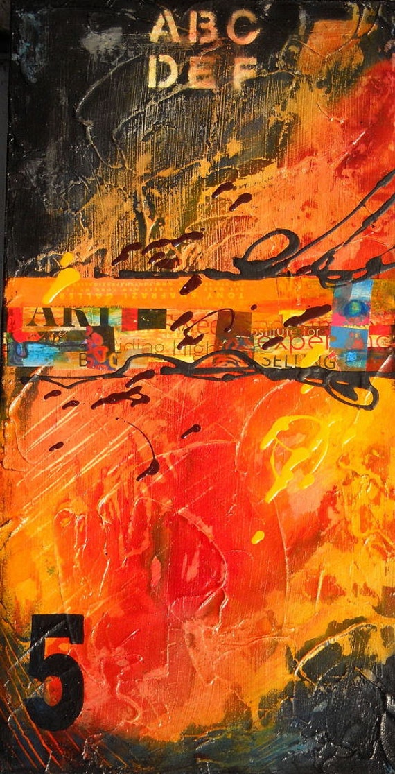 Abstract Acrylic Collage Art Painting on Canvas by Sarah