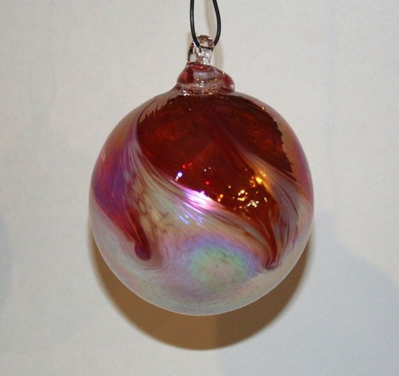 blown glass christmas ornament red white by kevinfultonglass blown glass christmas ornament red white by kevinfultonglass