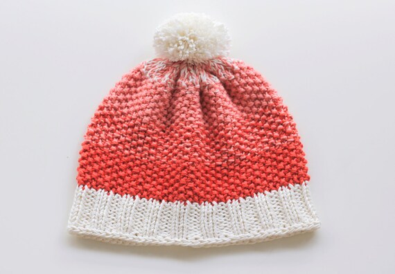 Hand Knitted Bamboo & Wool Mix ombré Coral Hat by JureamBox