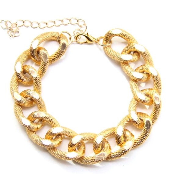 Items similar to Gold chunky chain Bracelet 24k gold plated on Etsy