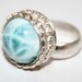 Larimar Ring Round Cab Fine Silver Size 7 1/2