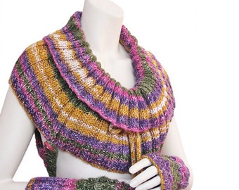 Hand knitting vest poncho,Elastic fantasia vest,colormatic vest poncho,Fingerless Glove,cowl neck sweater