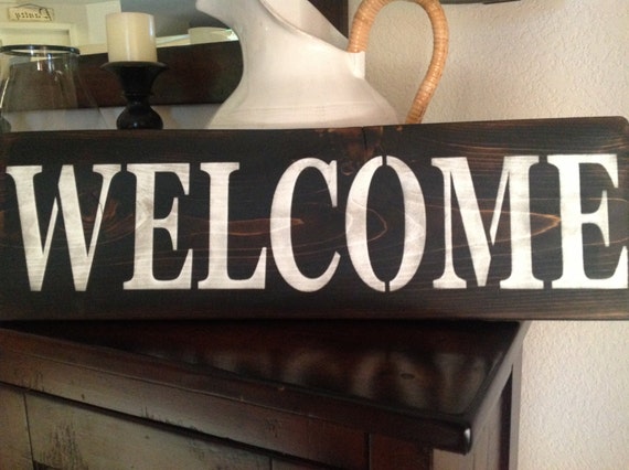 Welcome wood primitive sign home decor yard patio wall