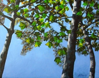 Blue Sky Artwork, Acrylic Landscape Painting, Canvas Wall Art, Blue Sky Painting, Sky Blue Painting