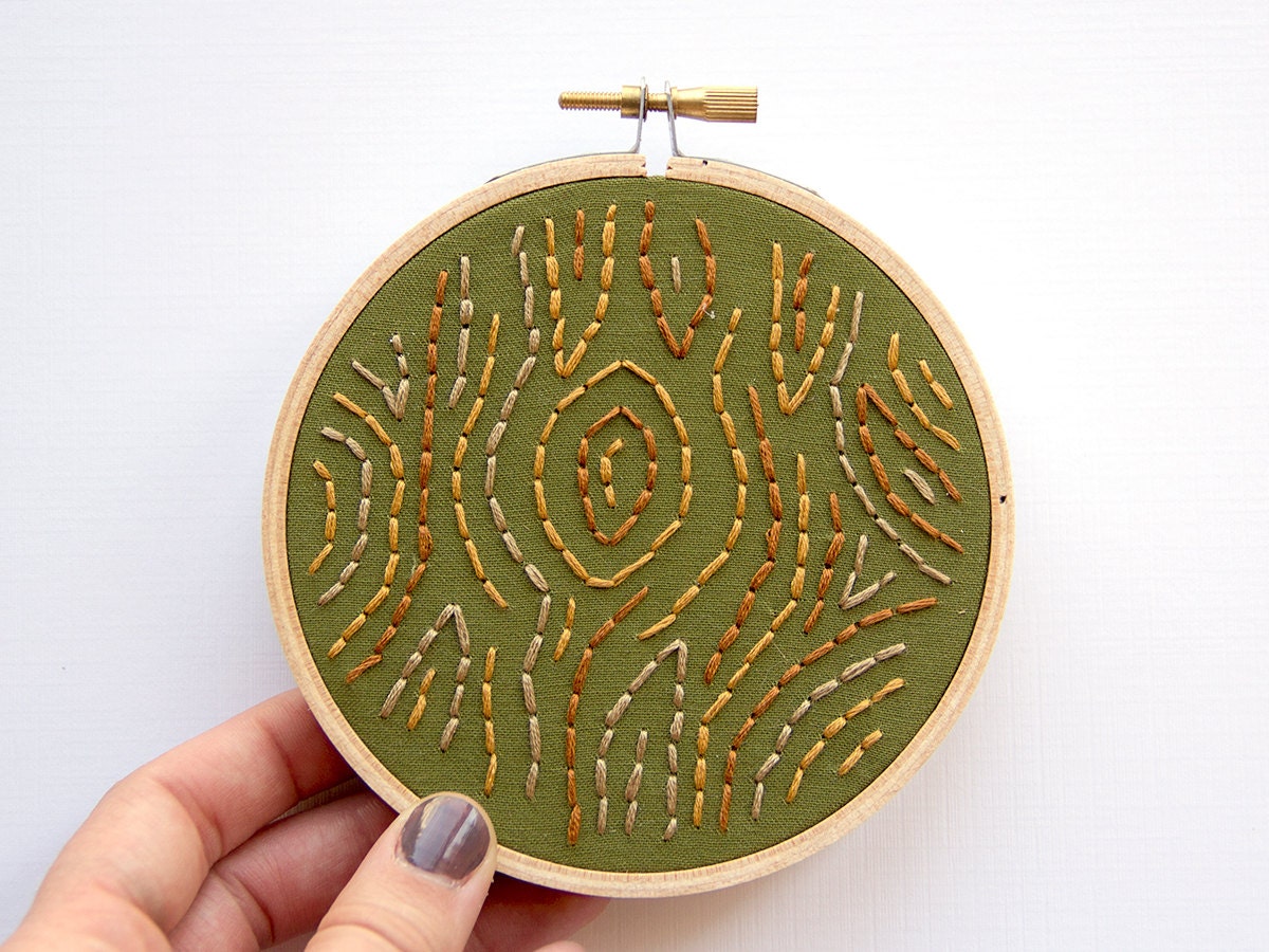 Woodland Abstract Embroidery Tree Bark Wood Grain 4 Inch