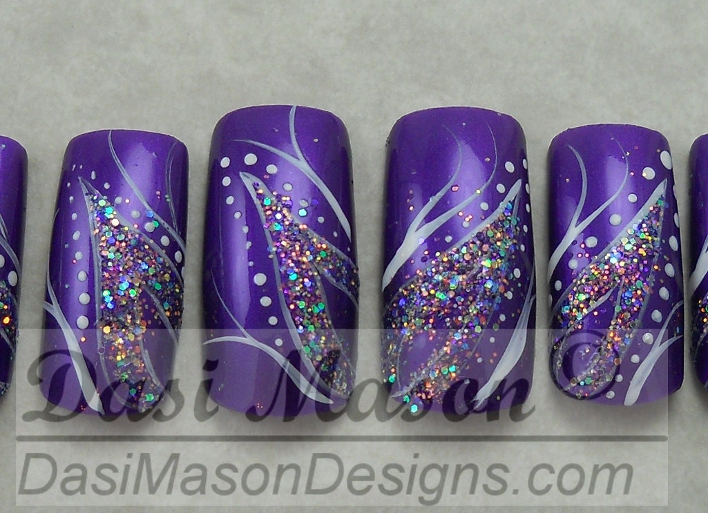 Violet Fantasy Floral Instant Acrylic Nail Set by dasimason