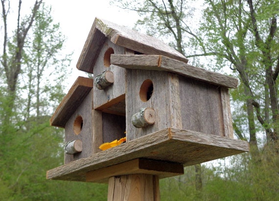 Rustic Reclaimed Cedar Birdhouse Barn