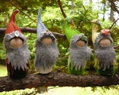 Gnomes for Four Seasons, Walforf Inspired, Wool Felt Peg Doll Gnome, One of a Kind
