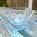 Vintage Blue Glass Teacups, Blue Bubble Glass Teacup and Saucer, Blue Pressed Glass, Epsteam