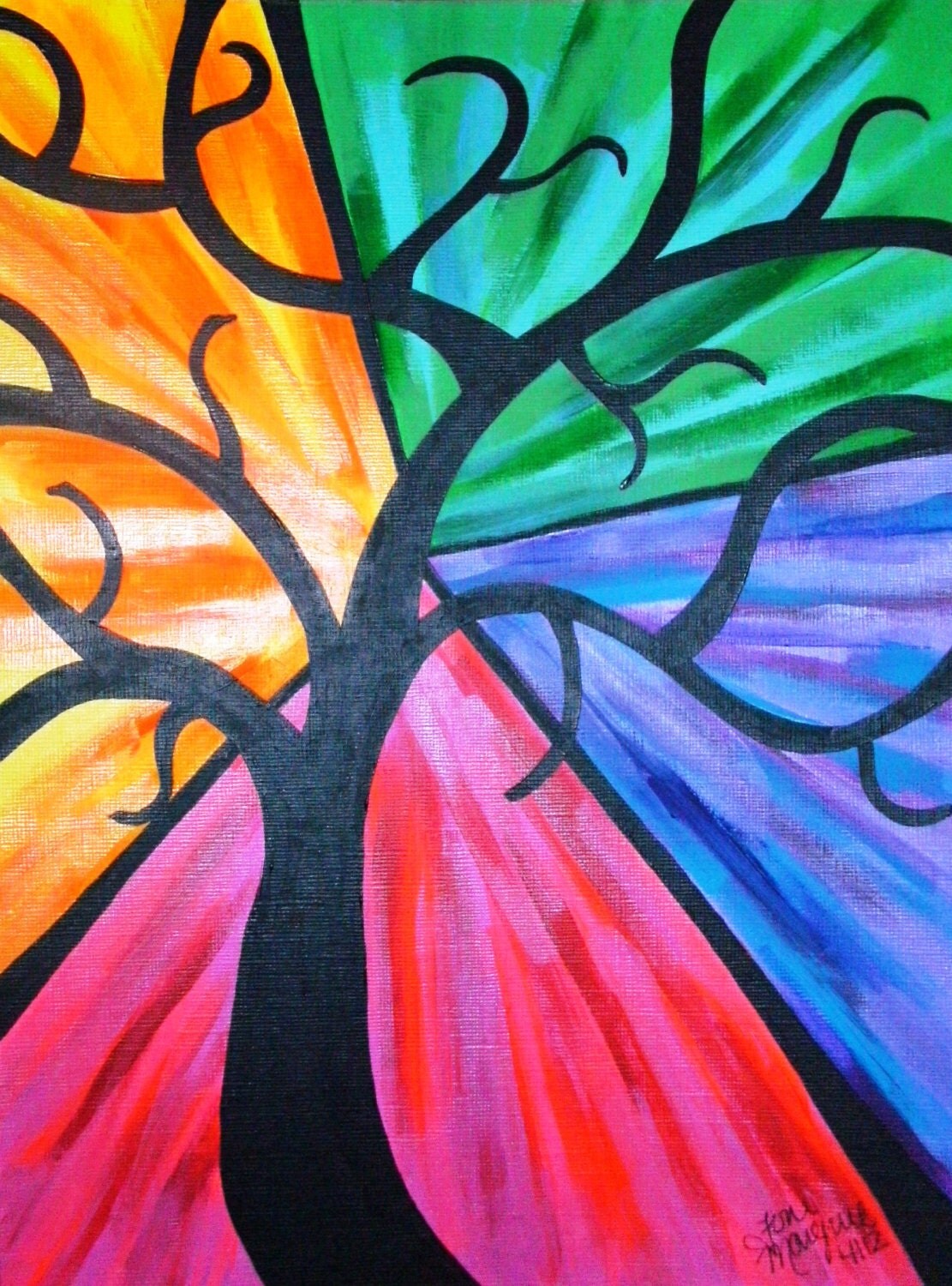 Tree Painting Original Busts of Color Acrylic by ToniTiger415