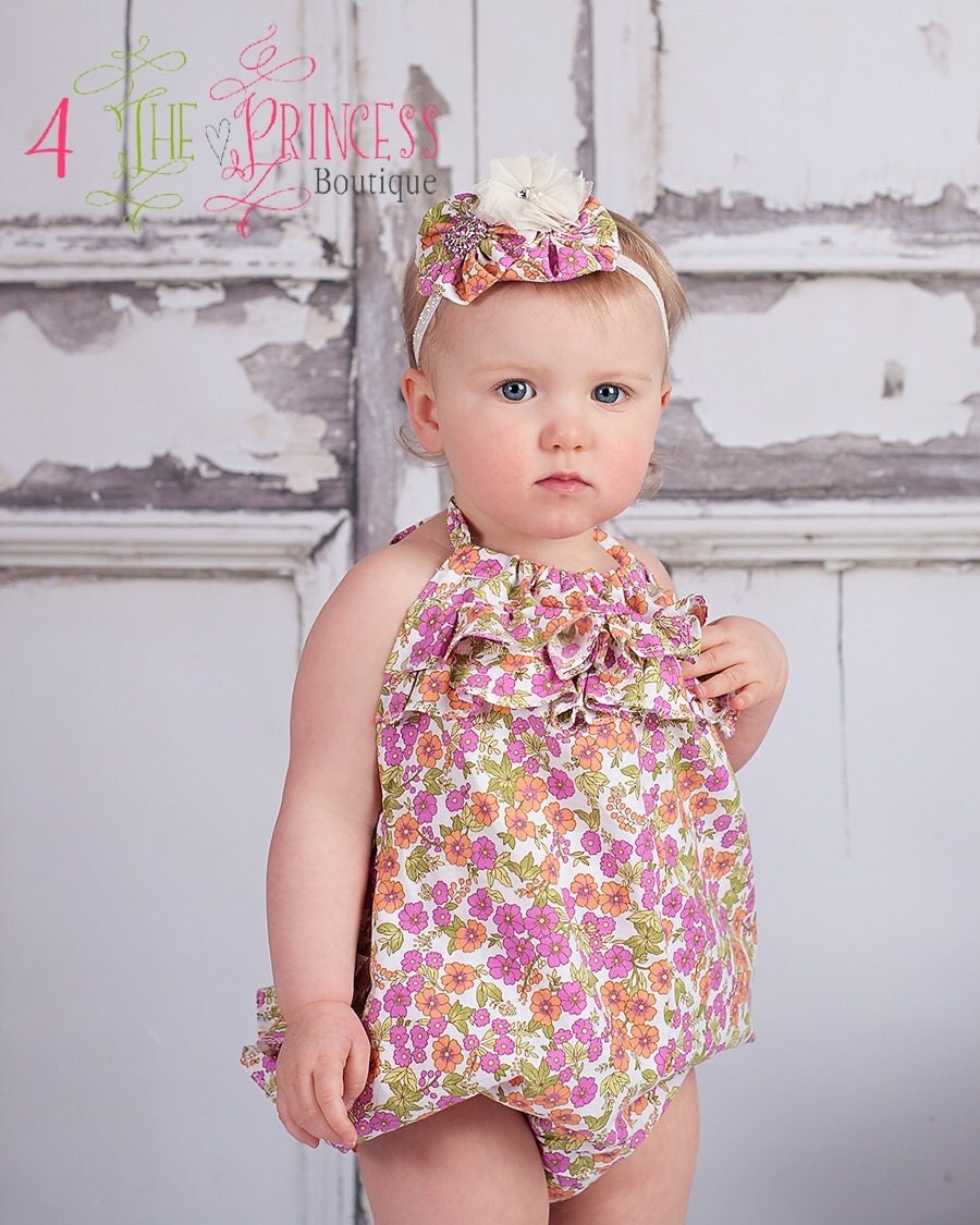 Girls floral romper ruffles infant by 4theprincessboutique