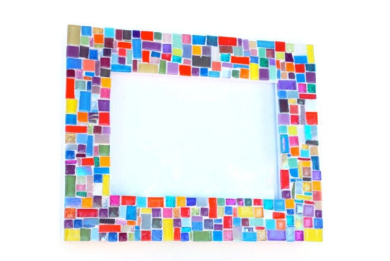 Multicolored Mosaic Picture Frame by GreenStreetMosaics on Etsy