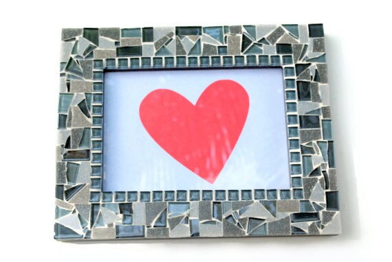 Gray Mosaic Picture Frame by GreenStreetMosaics on Etsy