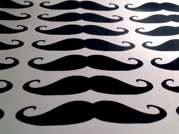 SALE 20 OFF 50 Vinyl Mustache Stickers 3 Inches by KellonDesigns