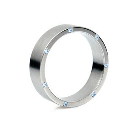 Titanium ring, blue diamond band, men's titanium ring, wedding band ...