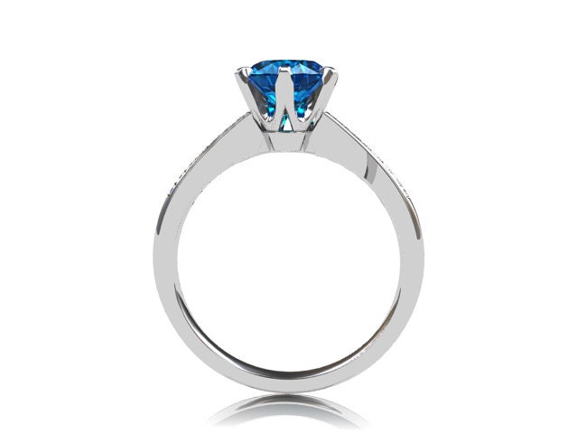 engagement ring set swiss blue topaz Diamond band wedding