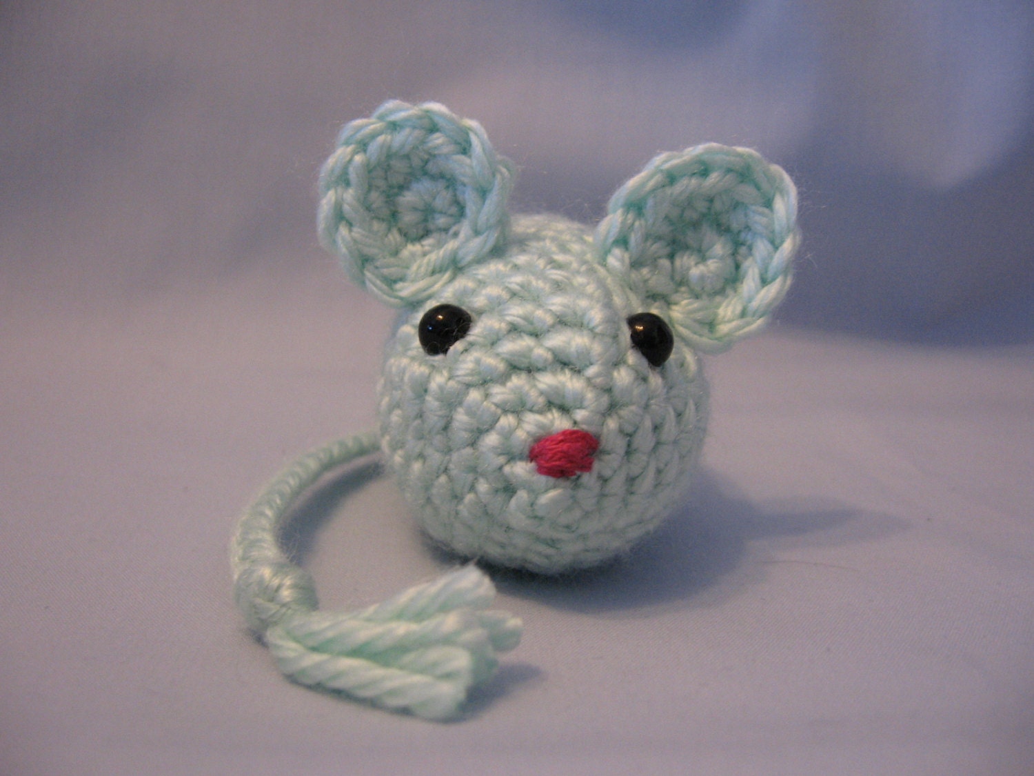 Cat Toy Crochet Mouse Catnip Filled Soft Green Mouse