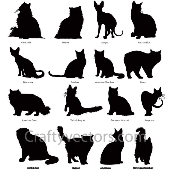 Cat Breeds 1 Silhouettes Vector File SVG