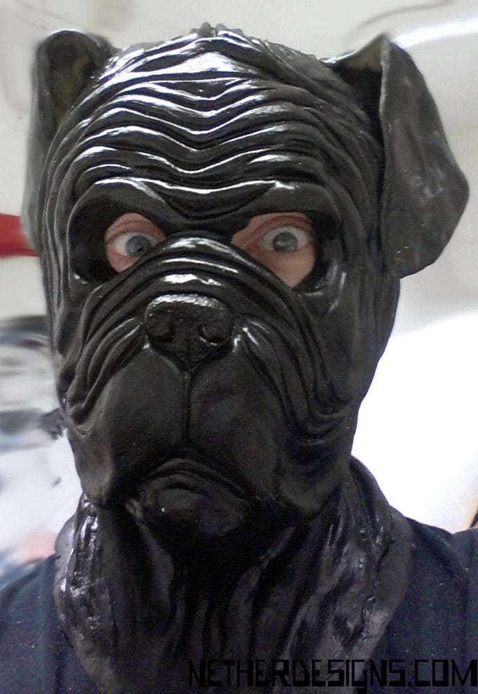 Fetish Latex Rubber Pug Dog Mask Hood Pet