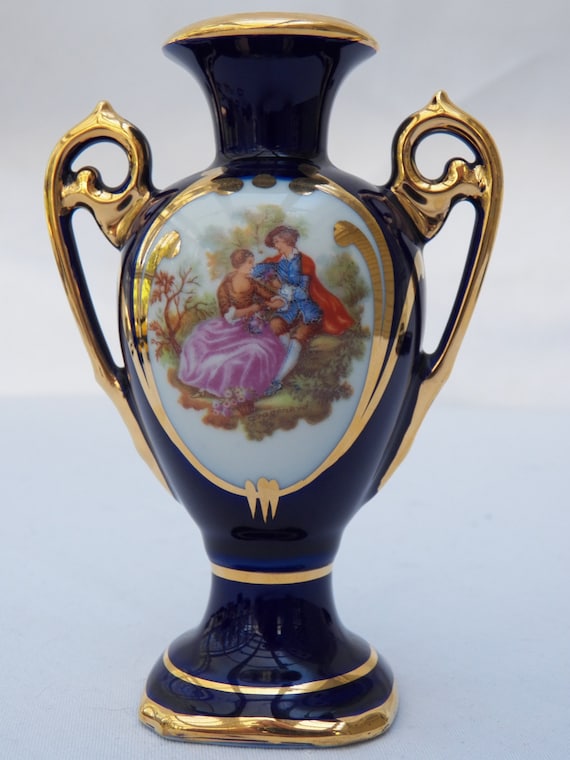 LIMOGES France Royal Cobalt Blue and Gold Porcelain Fragonard