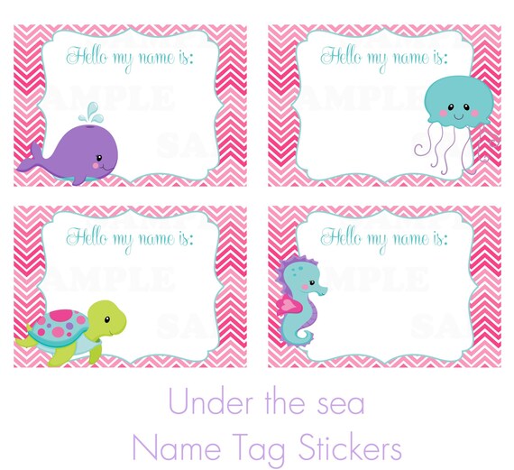 Printable Under The Sea Name Tags | under the sea personalized party printable by Printable Under The Sea Name Tags | under the sea personalized party printable by