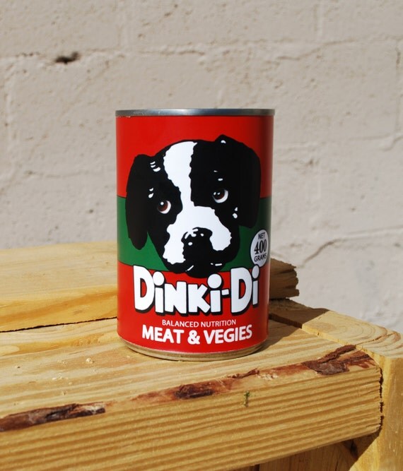 Dinki Di Dog Food Can Unopened by GrommetsJunkEmporium on Etsy