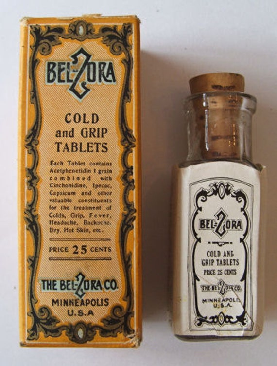 Original Antique QUACK MEDICINE bottle BELZORA Cold & Grip