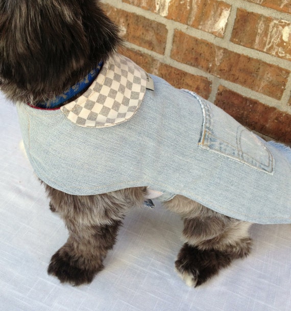 Upcycled Jean Jacket for Pup by PupsEtc on Etsy