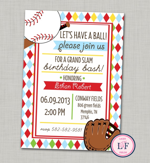 Baseball Themed Birthday Party Invitations 6