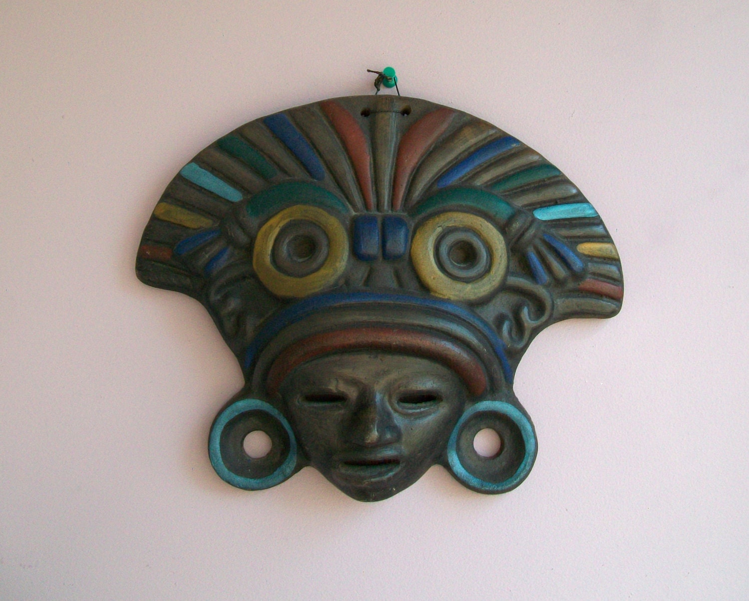 Mayan Mexican Clay Tribal Mask