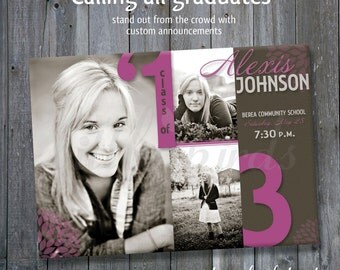 Custom Graduation Announcements - 5x7 PRINTABLE - your choice of colors