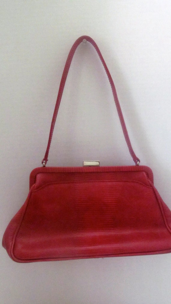 Vintage Red Snake Skin Leather Talbots Purse Mad Men by ngpopp